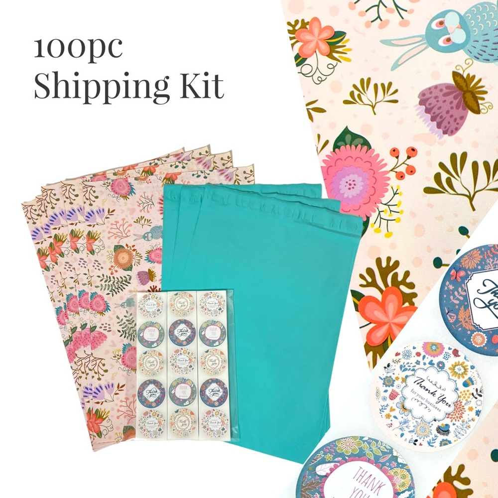 Shipping Kit. 50 Poly Mailers 50qty 1.5” round thank you stickers.
